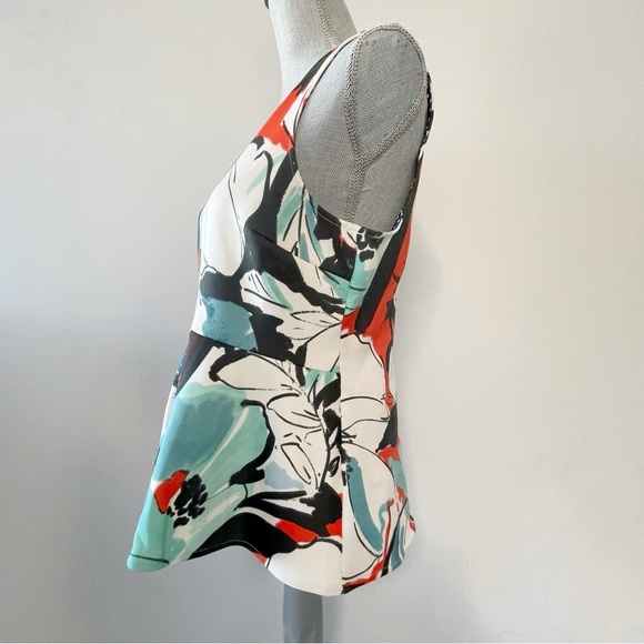 Anthropologie Akemi + Kin neoprene peplum pop art abstract floral sleeveless top - Picture 4 of 7